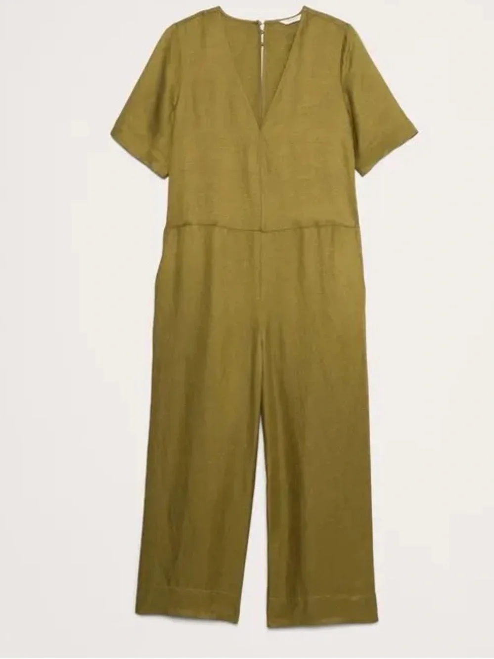 NWT! Banana Republic Tree Moss Green Viscose Linen Wide Leg Jumpsuit 🌅6️⃣